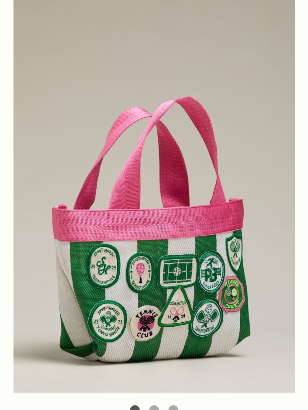 Maeve Green & Pink Striped Mini Tote with Tennis Patch Accents Anthropologie